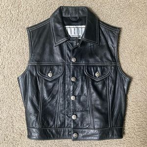 BB DAKOTA Black Leather Motorcycle Vest